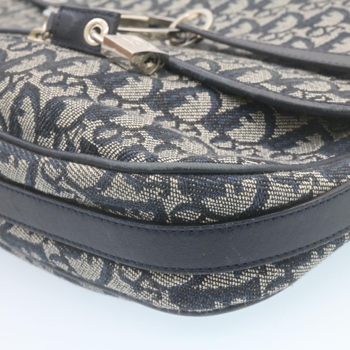 Christian Dior Vintage CD Flap Messenger Diorissimo Canvas, Navy, Canvas, Shoulder Bag