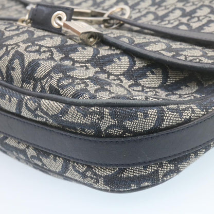 Christian Dior Vintage CD Flap Messenger Diorissimo Canvas, Navy, Canvas, Shoulder Bag
