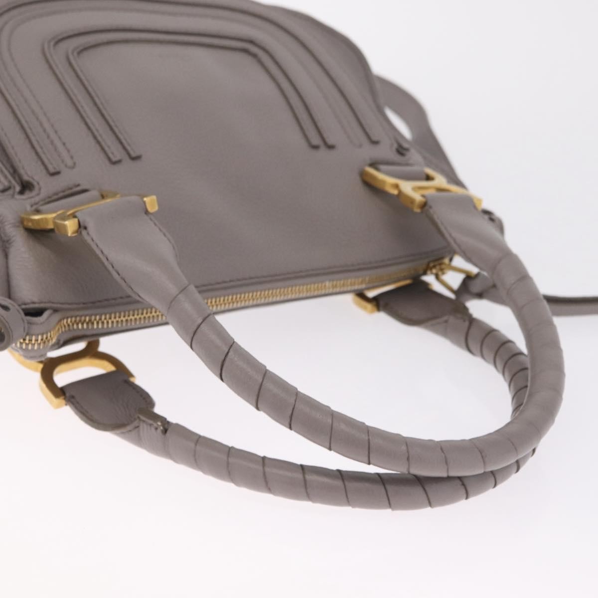 Chloe Marcie Satchel Leather, Gray, Leather, Handbag