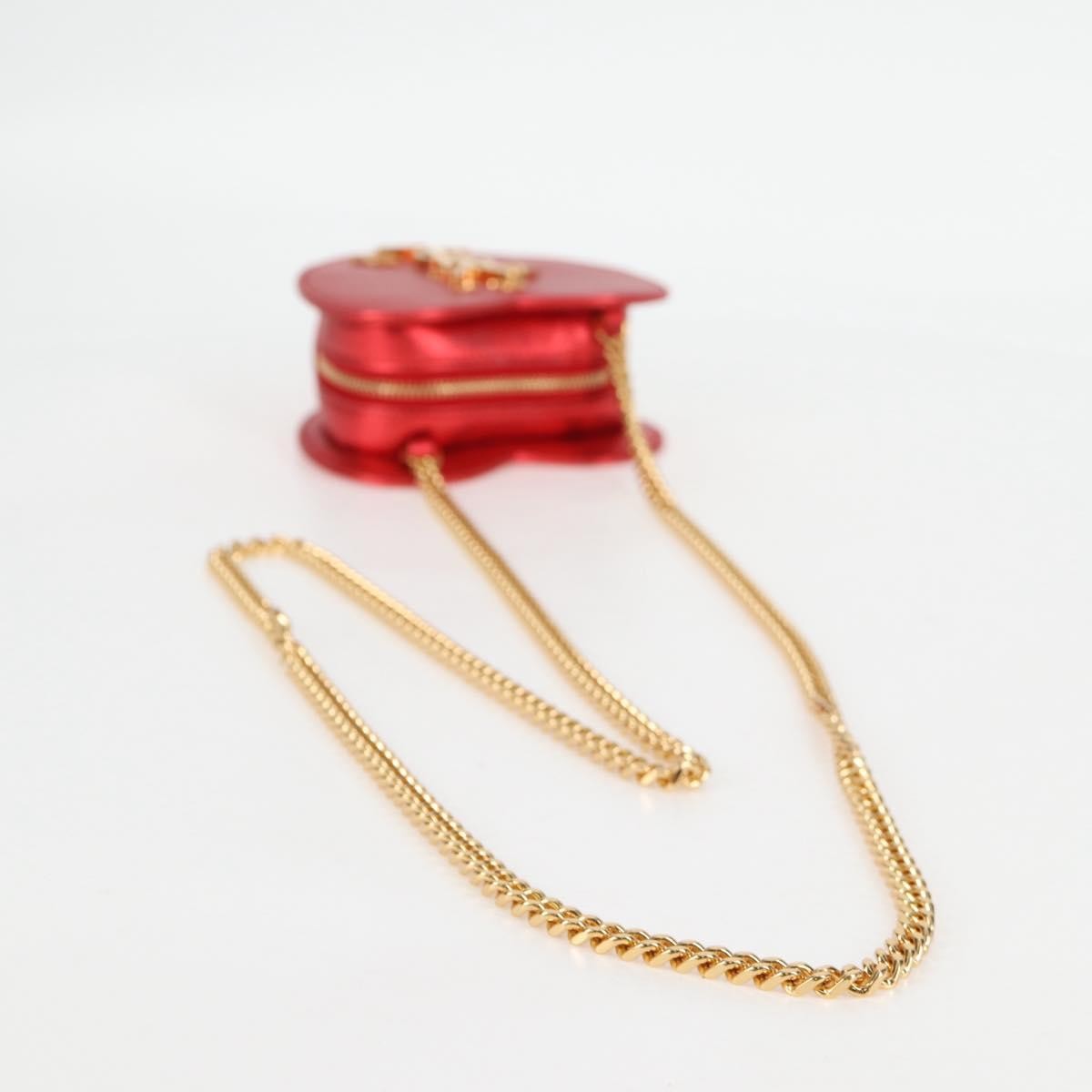Saint Laurent Love Heart Chain Leather, Red, Leather, Shoulder Bag