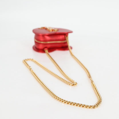 Saint Laurent Love Heart Chain Leather, Red, Leather, Shoulder Bag