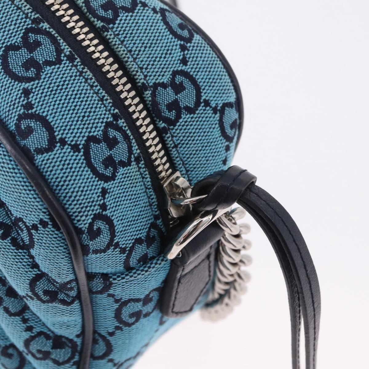 Gucci GG Marmont Multicolor Diagonal Quilted GG Canvas, Blue, Canvas, Shoulder Bag