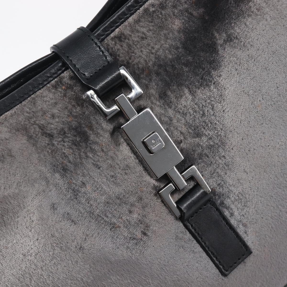 Gucci Vintage Jackie Shoulder Velvet and Leather, Black, Velvet, Handbag
