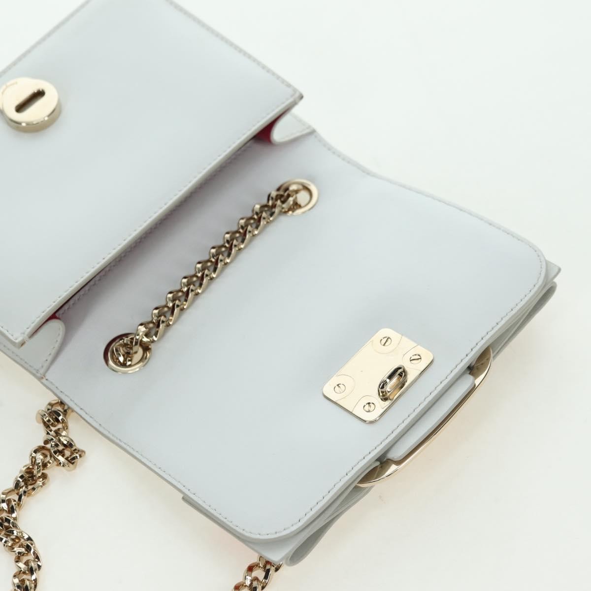 Salvatore Ferragamo Vala Chain Leather, White, Leather, Shoulder Bag
