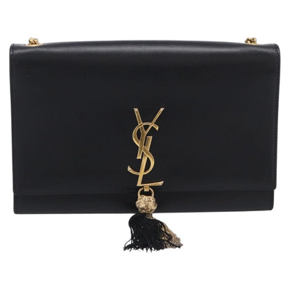 Saint Laurent Classic Monogram Tassel Leather, Black, Leather, Crossbody Bag