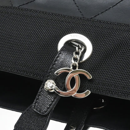 Chanel Biarritz Tote Quilted Coated Canvas, Black, Canvas, Tote Bag