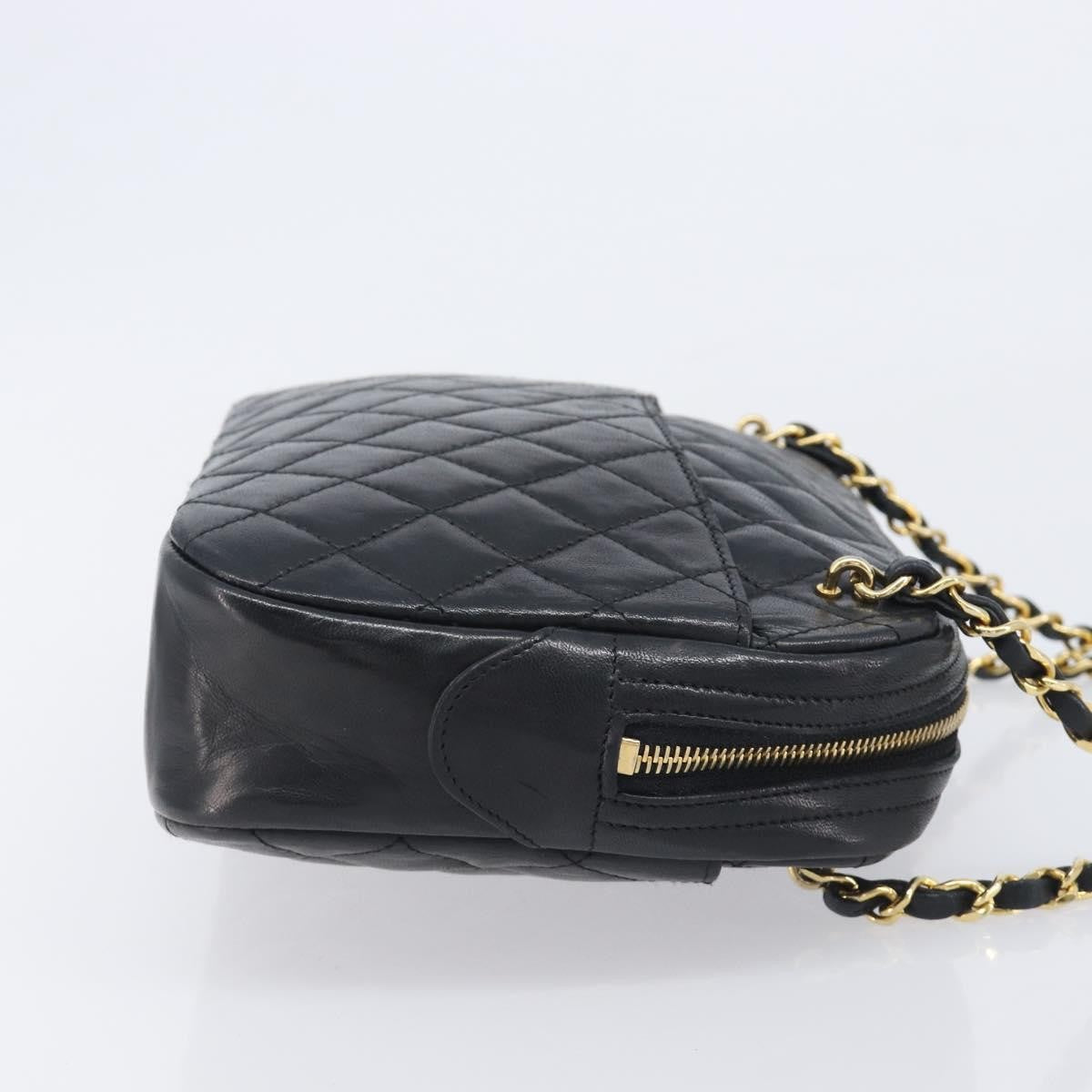 Chanel Vintage Front Pocket Camera Chevron Lambskin, Black, Leather, Handbag