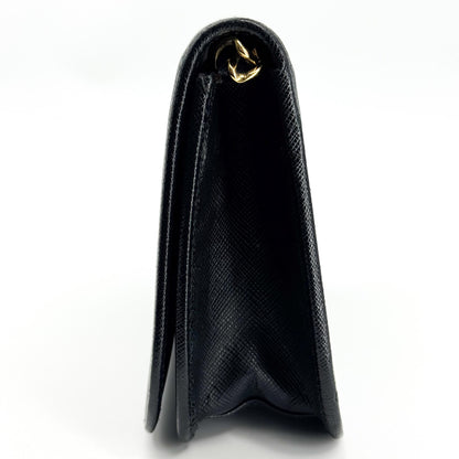 Prada Convertible Flap Clutch Saffiano Leather, Black, Leather, Clutch