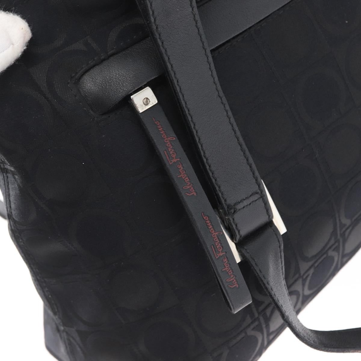 Salvatore Ferragamo Gancini Tote Gancini Canvas, Black, Canvas, Tote Bag