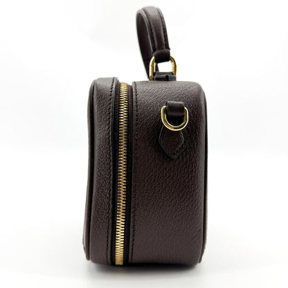 Gucci Ophidia Zip Around Top Handle GG Coated Canvas with Leather, Brown, Canvas, Handbag