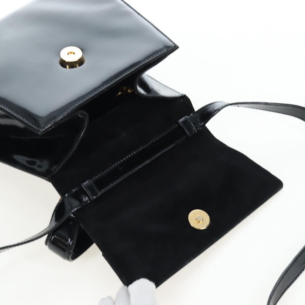Salvatore Ferragamo Vala Patent Leather, Black, Patent Leather, Shoulder Bag