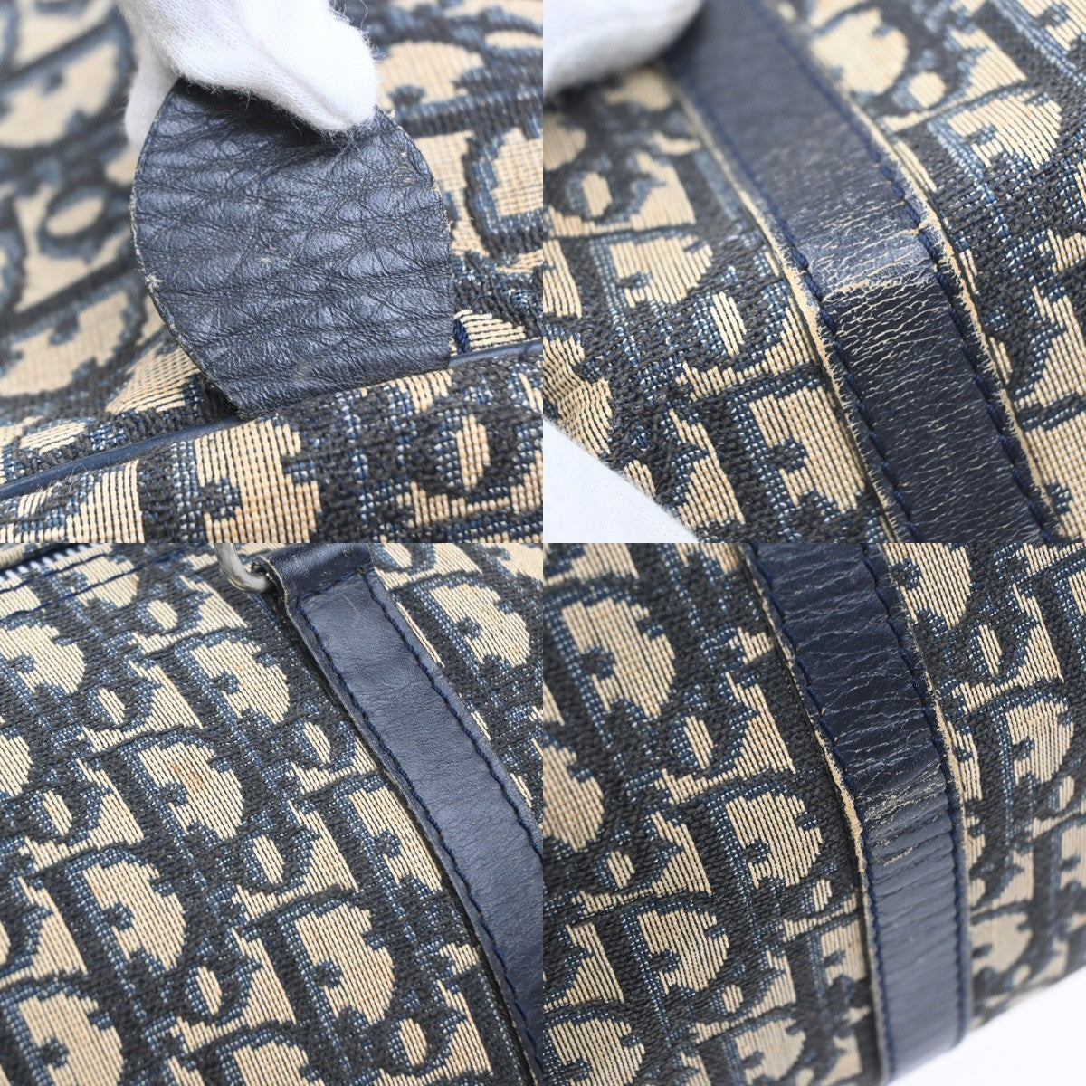 Christian Dior Vintage Trotter Boston Diorissimo Canvas, Navy, Canvas, Handbag