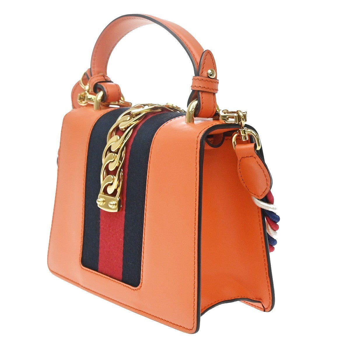 Gucci Sylvie Leather, Orange, Leather, Handbag