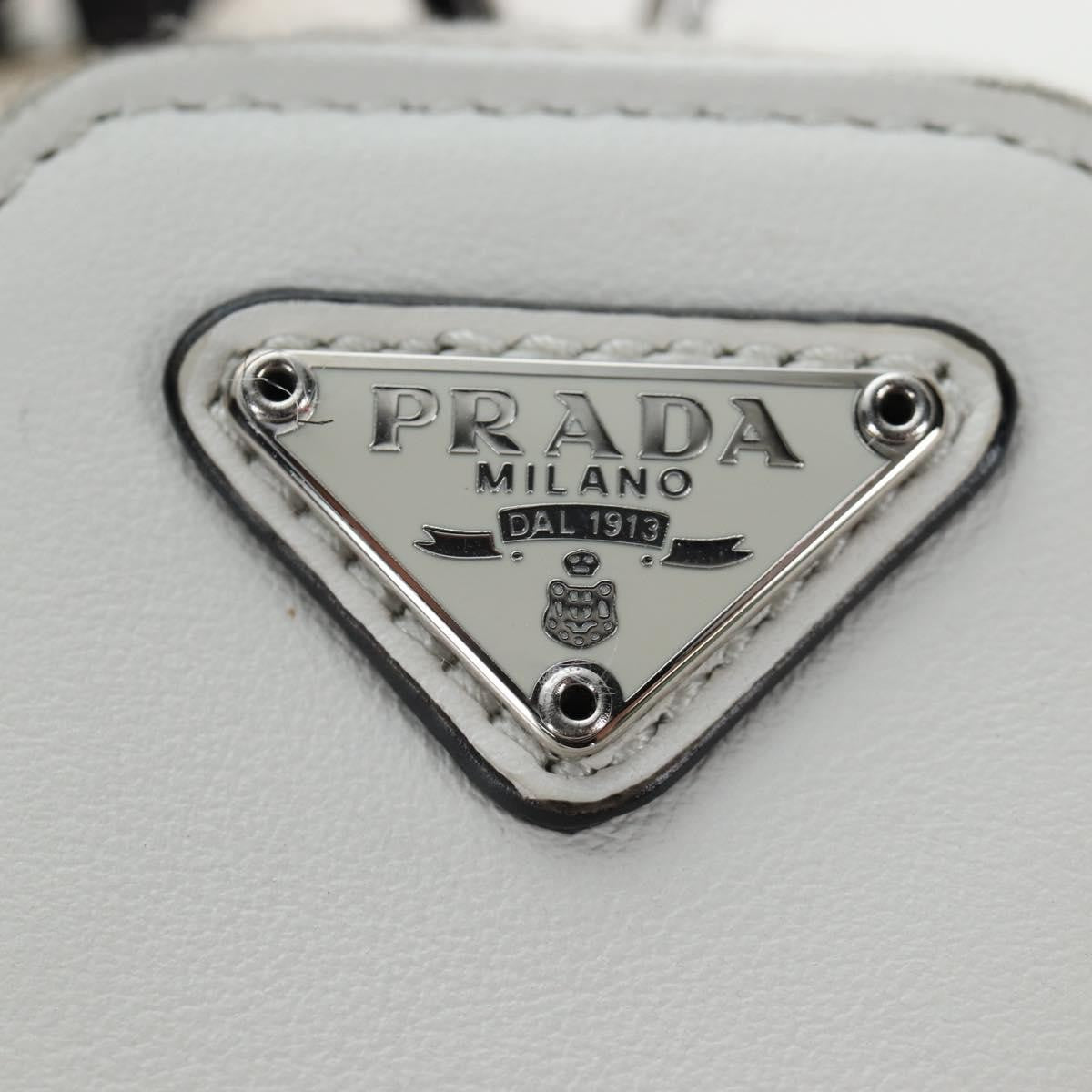 Prada Triangle Logo Wristlet Embossed Leather, White, Leather, Clutch