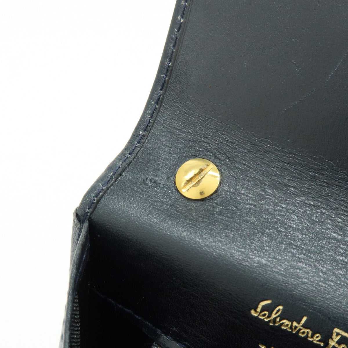 Salvatore Ferragamo Gancini Leather, Navy, Leather, Crossbody Bag