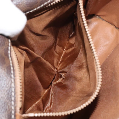 Celine Vintage Macadam Circle Logo Canvas and Leather, Brown, Canvas, Shoulder Bag