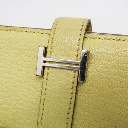 Hermes Bearn Chevre Mysore, Yellow, Leather, Wallet