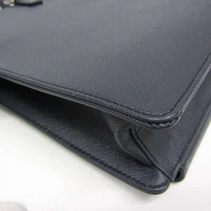 Prada Convertible Travel Saffiano Leather, Navy, Leather, Briefcase