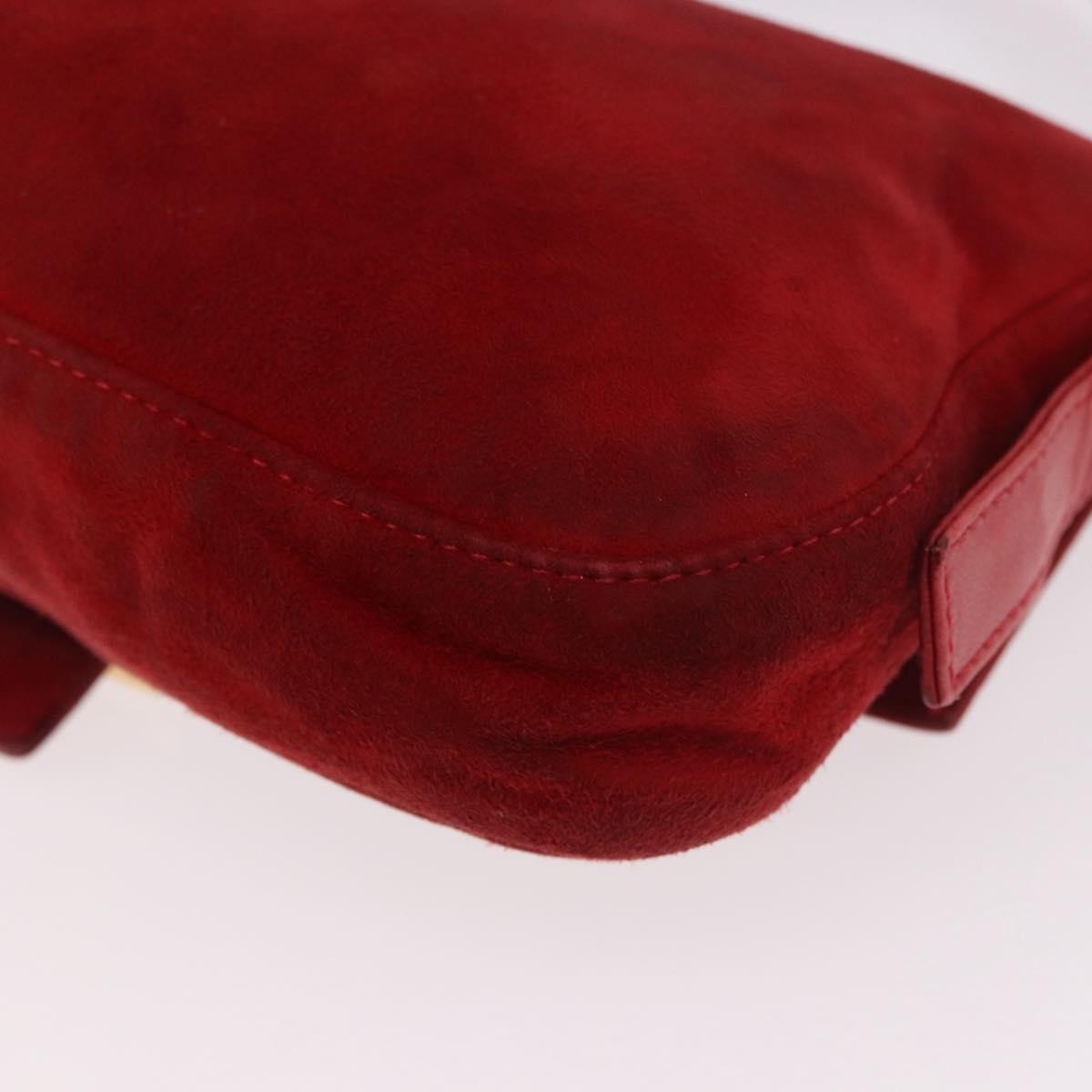 Fendi Baguette Leather, Red, Suede, Shoulder Bag