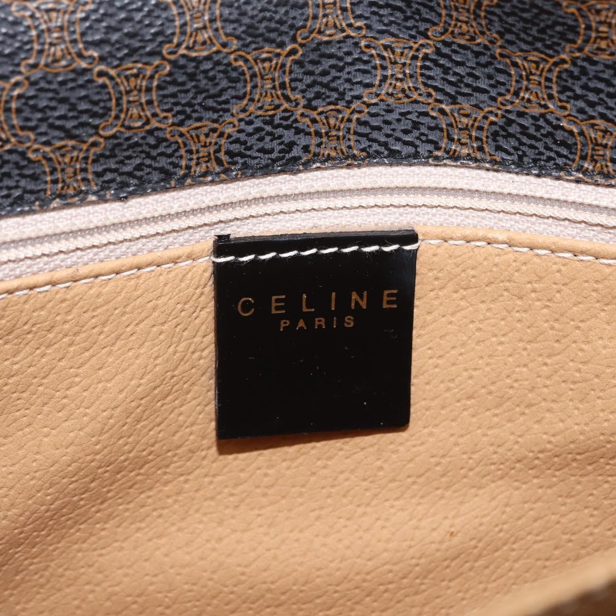 Celine Vintage Horse Carriage C Macadam Canvas and Leather, Black, Canvas, Shoulder Bag