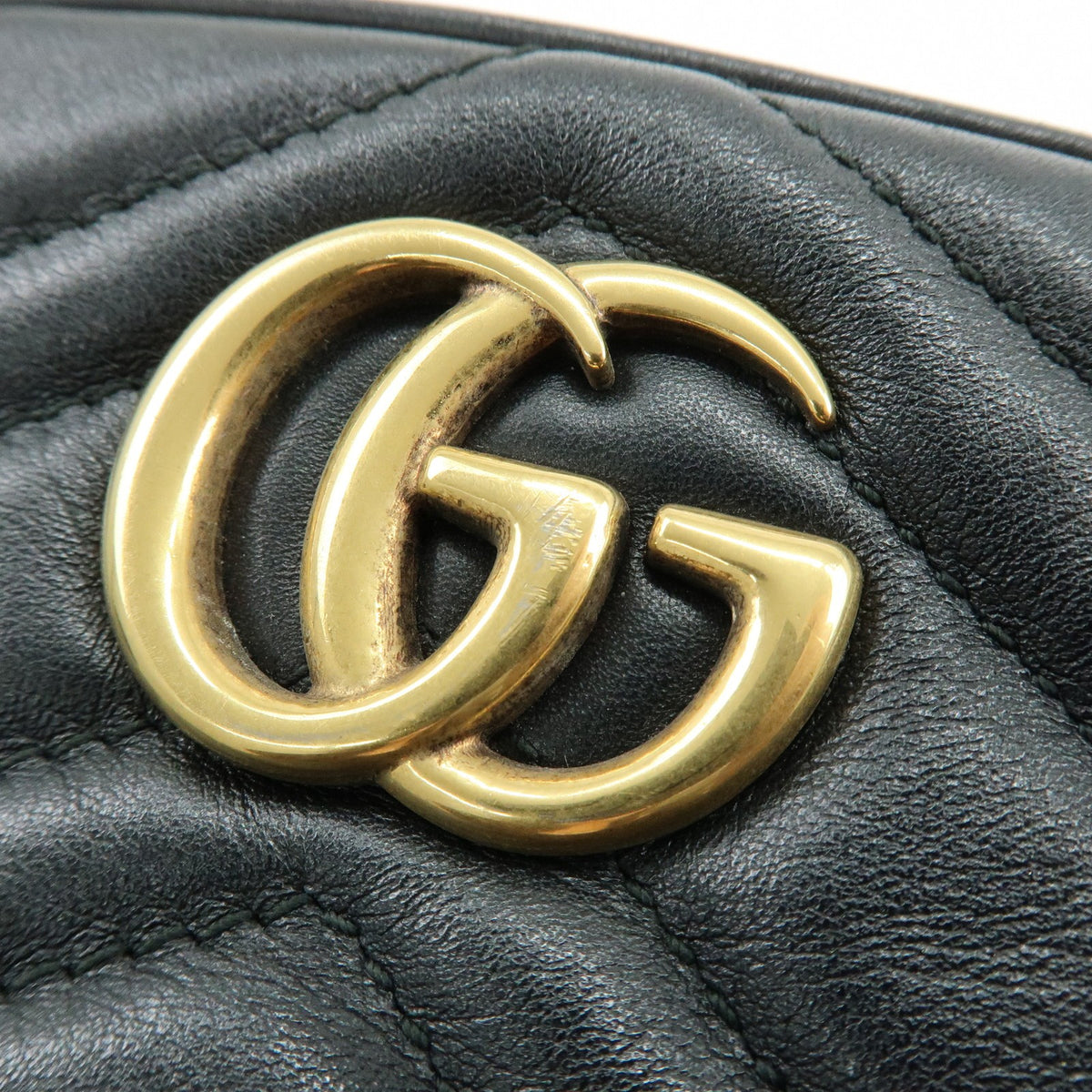 Gucci GG Marmont Belt Matelasse Leather, Black, Leather, Handbag