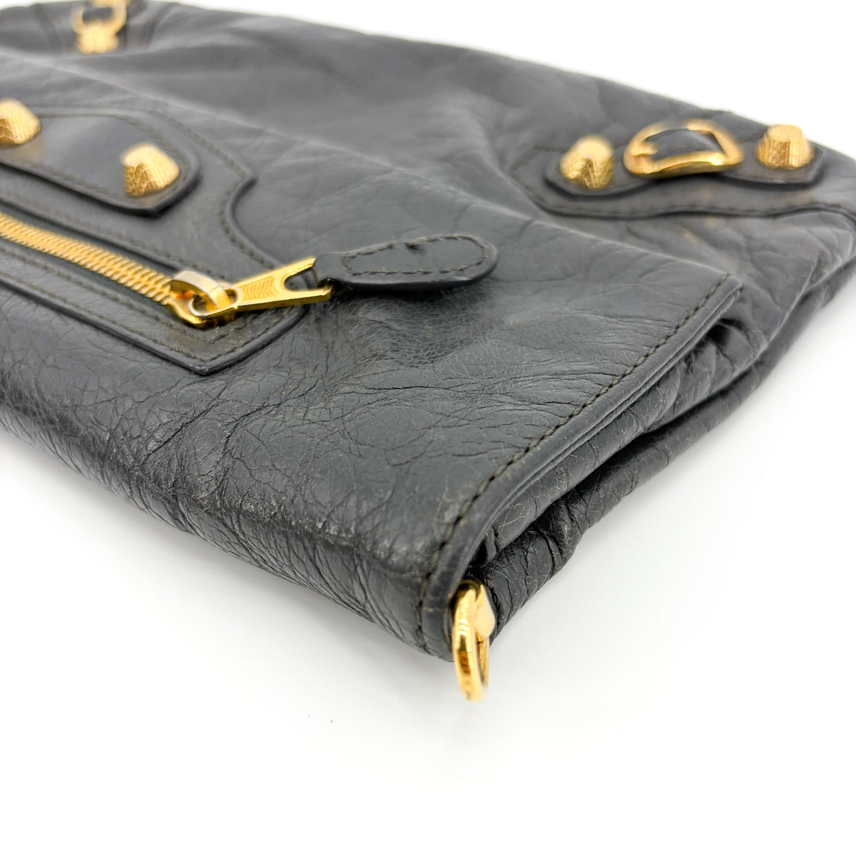 Balenciaga Giant Studs Envelope Clutch Leather, Black, Leather, Clutch