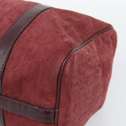 Christian Dior Boston Embossed Patent, Burgundy, Suede, Handbag