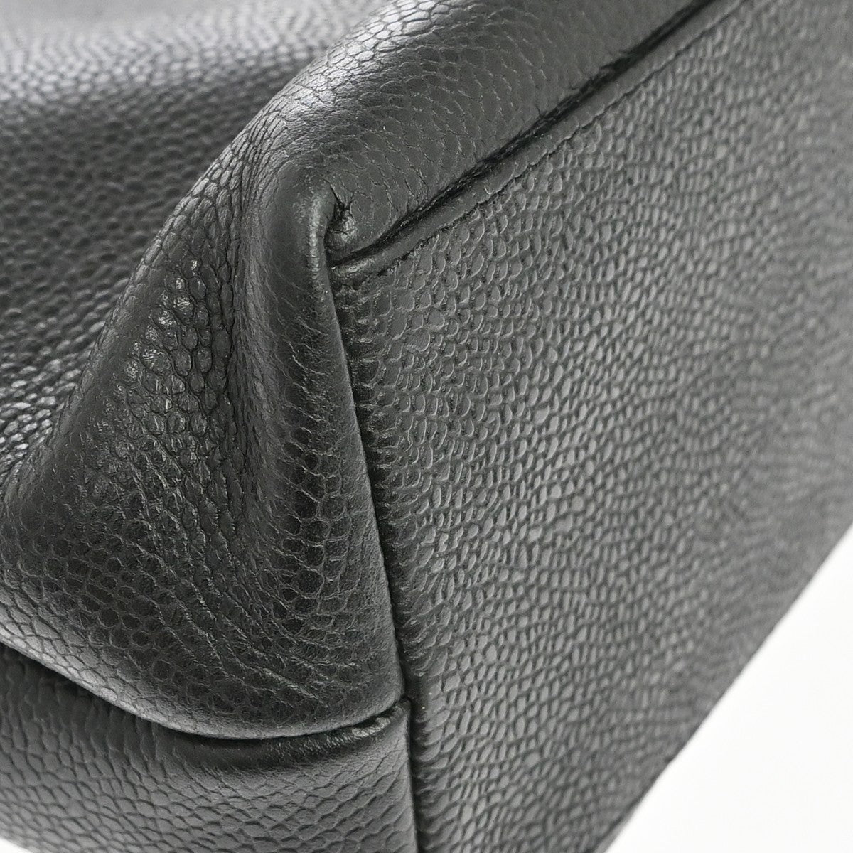 Chanel Vintage Front Pocket Caviar, Black, Leather, Tote Bag