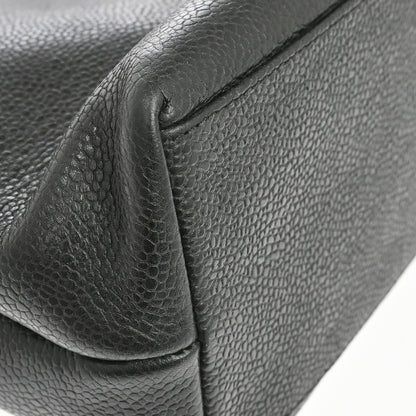 Chanel Vintage Front Pocket Caviar, Black, Leather, Tote Bag