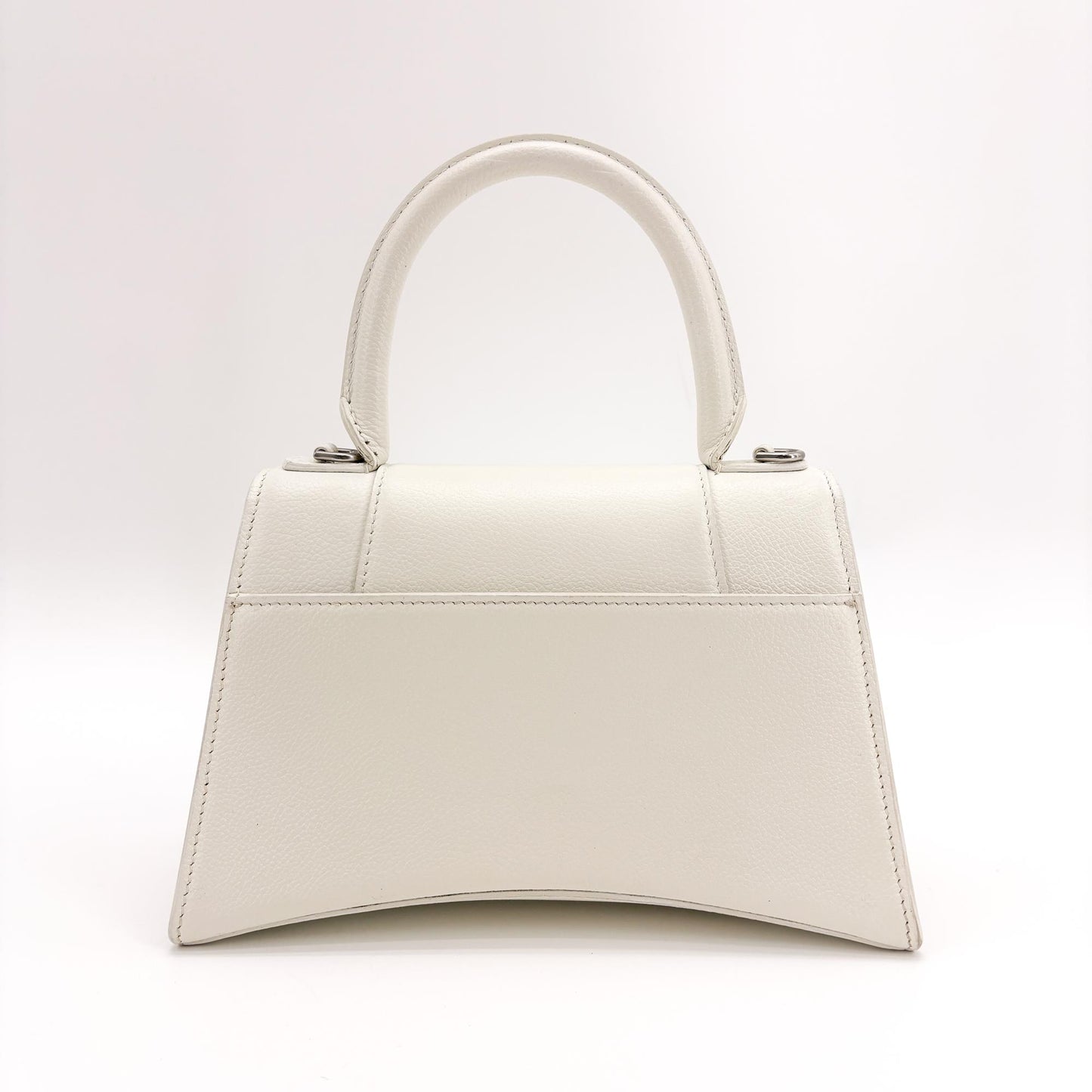 Balenciaga Hourglass Top Handle Leather, White, Leather, Handbag