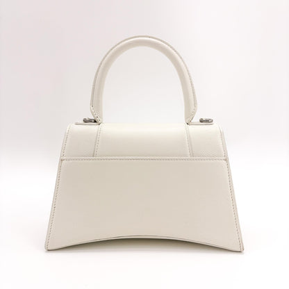Balenciaga Hourglass Top Handle Leather, White, Leather, Handbag