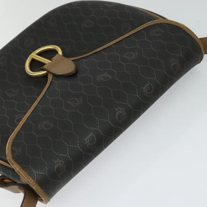 Christian Dior Vintage Honeycomb Flap Canvas and Leather, Black, Canvas, Shoulder Bag