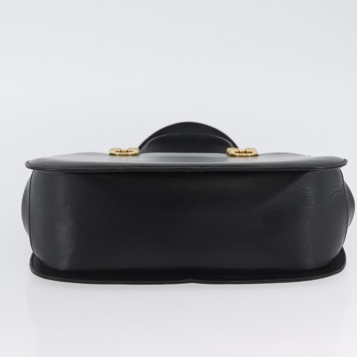 Salvatore Ferragamo Gancini Leather, Black, Leather, Handbag