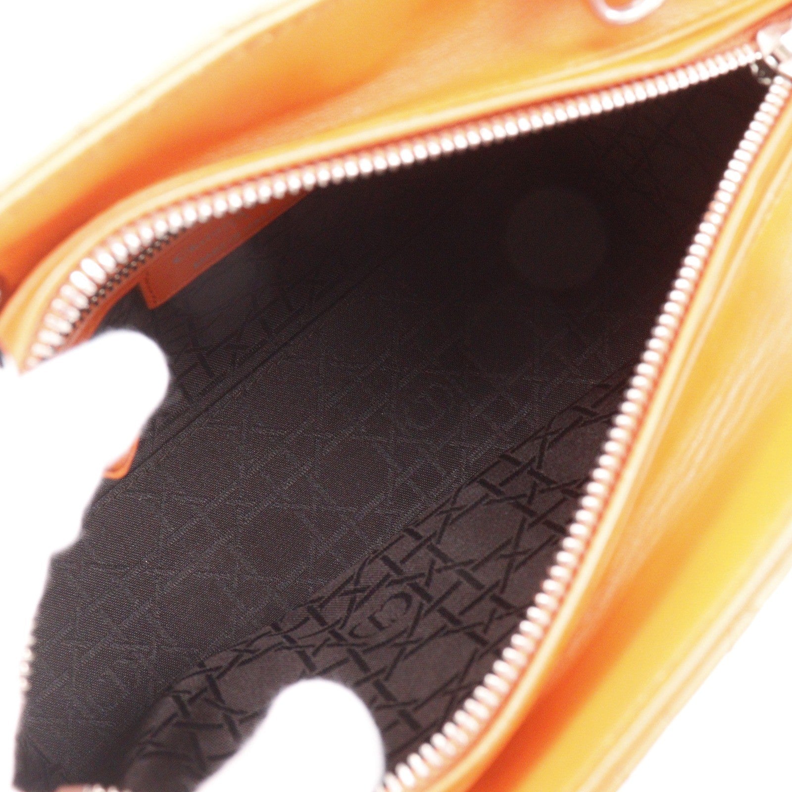Christian Dior Lady Dior Cannage, Orange, Leather, Handbag
