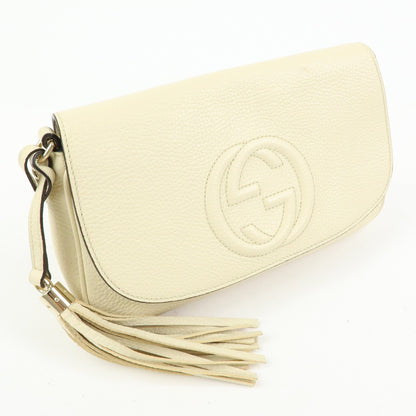 Gucci Soho Chain Leather, White, Leather, Crossbody Bag