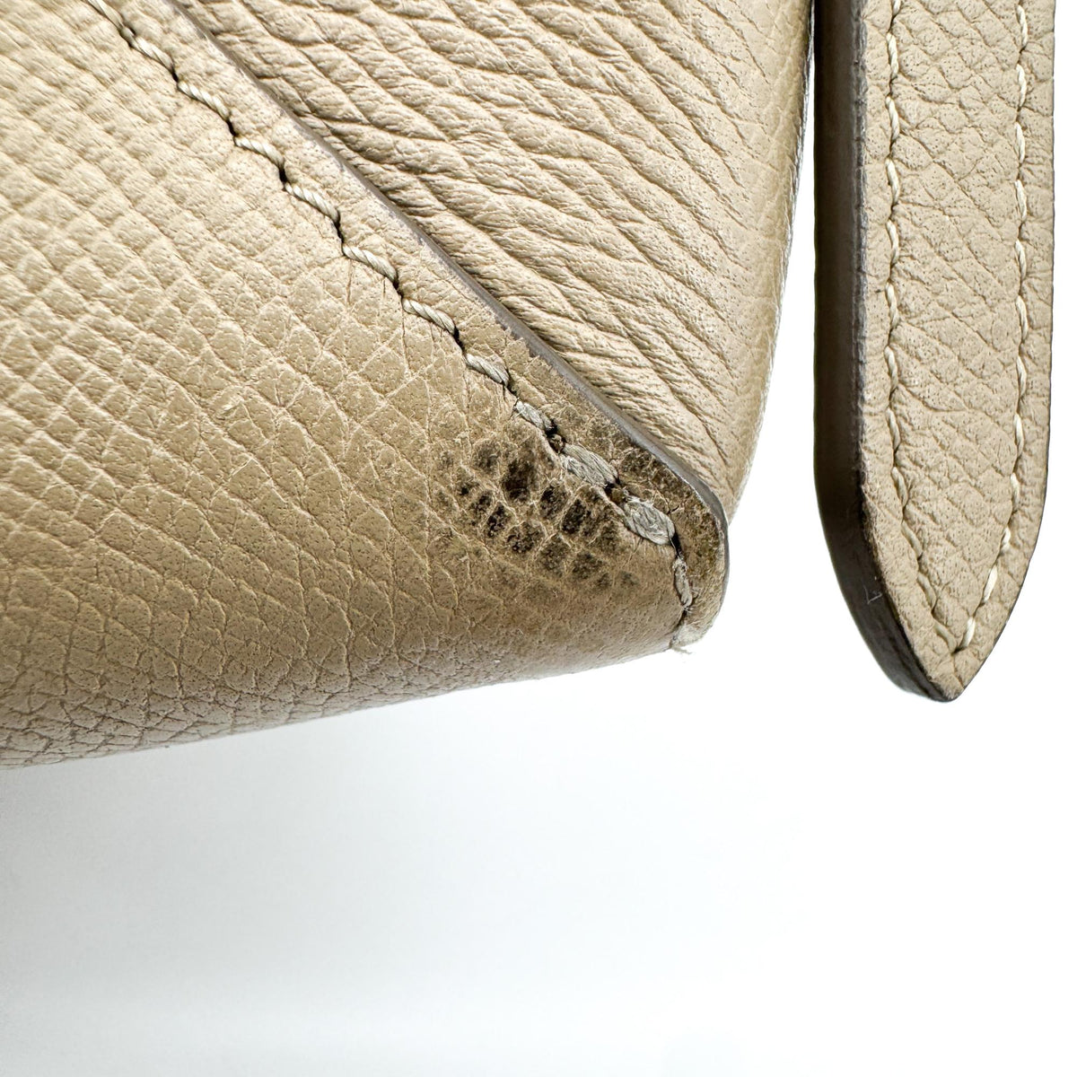 Celine Belt Calfskin, Beige, Leather, Handbag