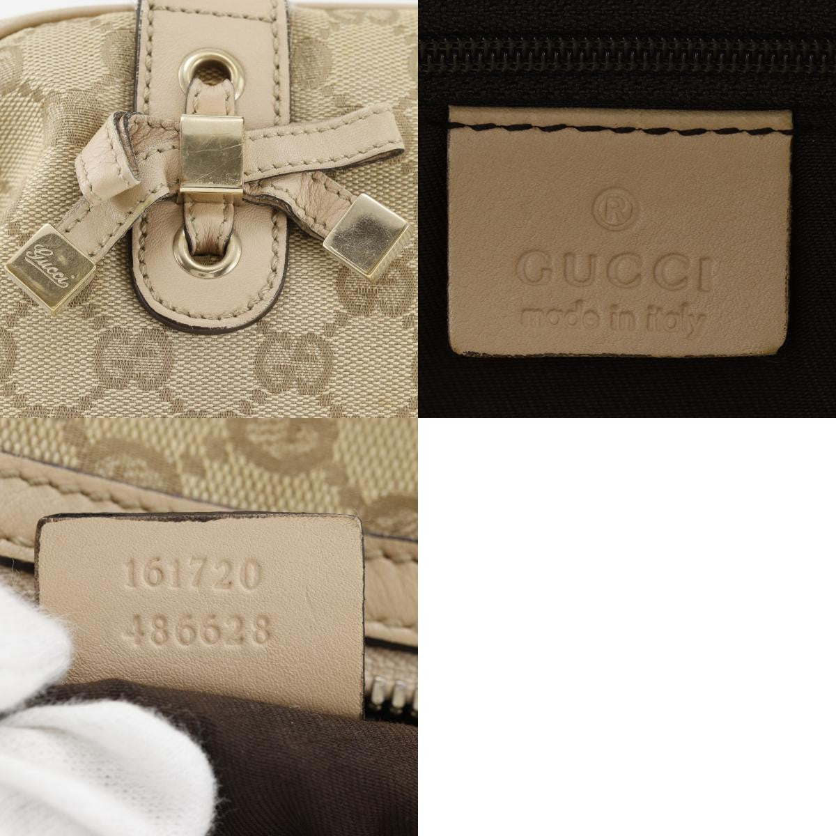 Gucci Princy Boston GG Canvas and leather, Beige, Canvas, Handbag