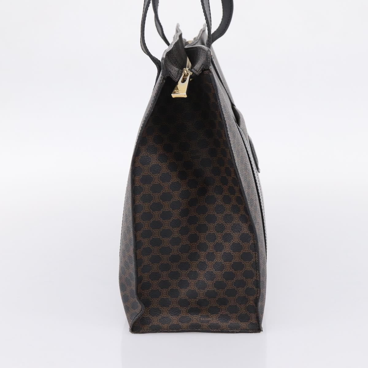 Celine Vintage Macadam Shopper Coated Canvas, Black, PVC, Tote Bag