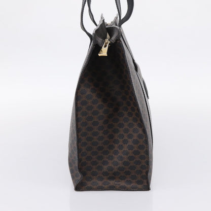 Celine Vintage Macadam Shopper Coated Canvas, Black, PVC, Tote Bag