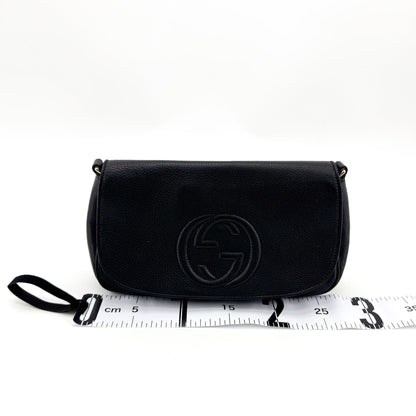 Gucci Soho Chain Leather, Black, Leather, Crossbody Bag
