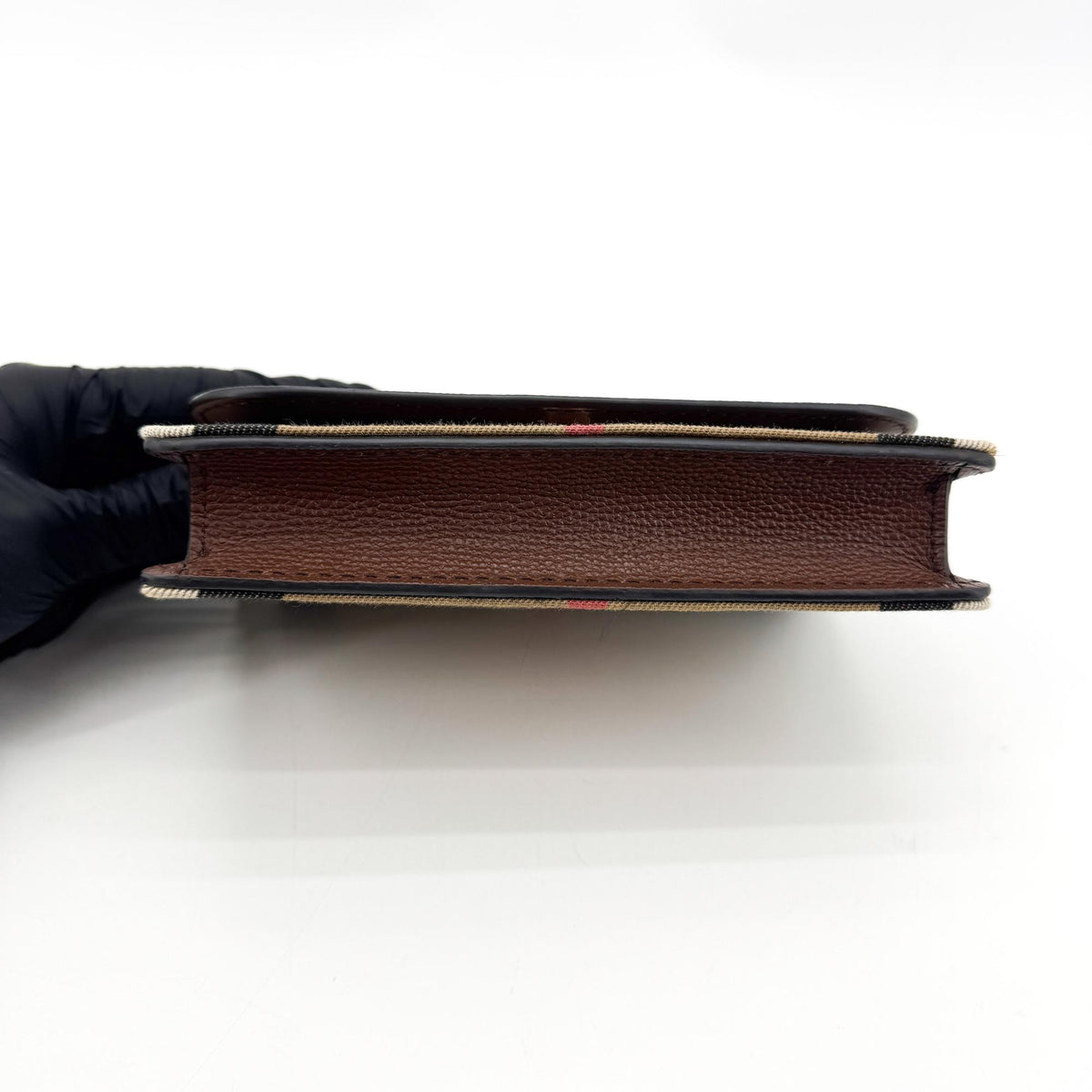 Burberry Folding Vintage Check Canvas and Leather, Brown, Leather, Wallet
