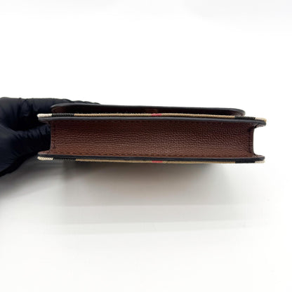 Burberry Folding Vintage Check Canvas and Leather, Brown, Leather, Wallet