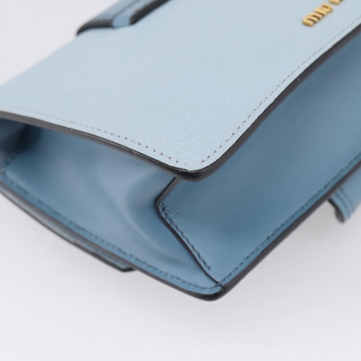 Miu Miu Madras Crystal Buckle Leather, Blue, Leather, Shoulder Bag