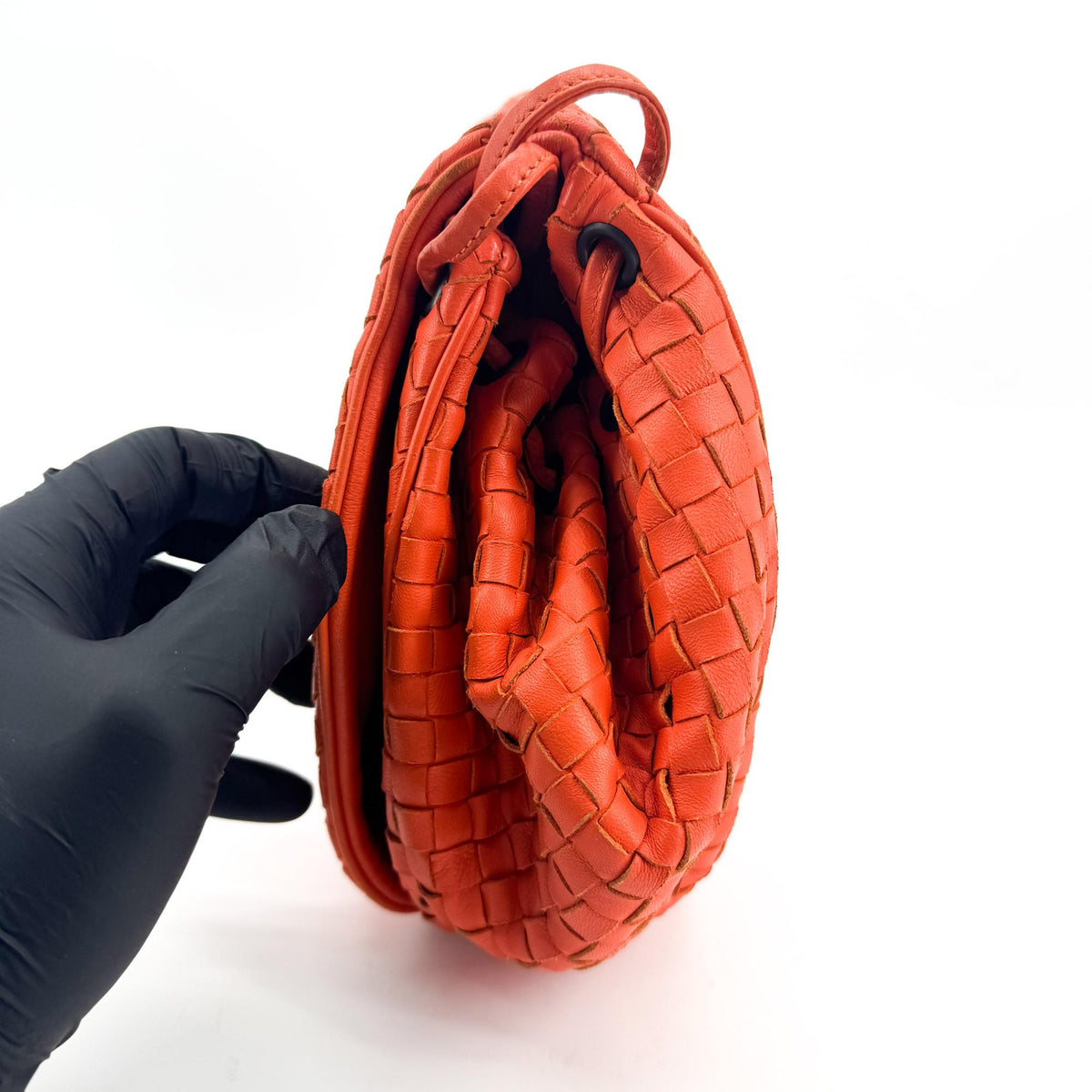 Bottega Veneta Convertible Flap Intrecciato Nappa, Orange, Leather, Shoulder Bag