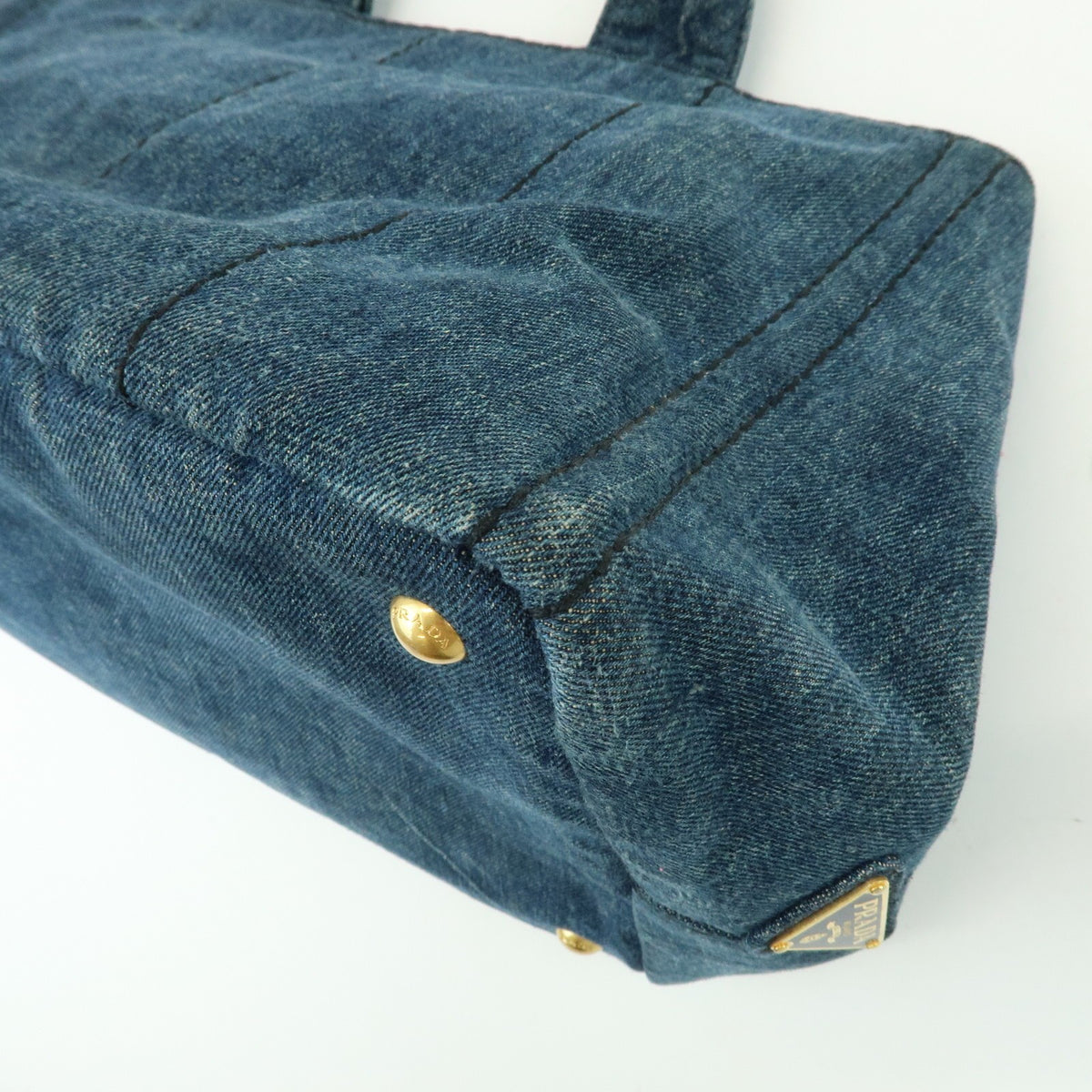 Prada Canapa Denim, Blue, Denim, Tote Bag