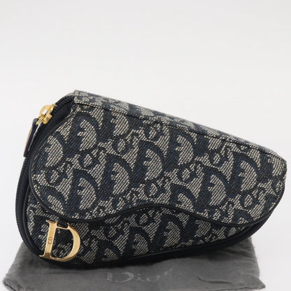 Christian Dior Saddle Zip Diorissimo Canvas, Blue, Canvas, Clutch
