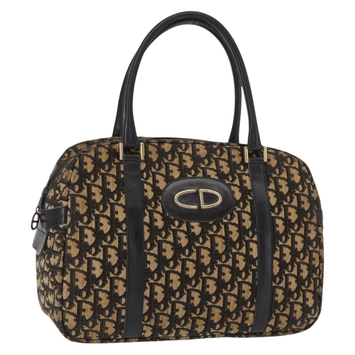 Christian Dior Vintage Trotter Romantique Boston Diorissimo Coated Canvas, Navy, Canvas, Shoulder Bag