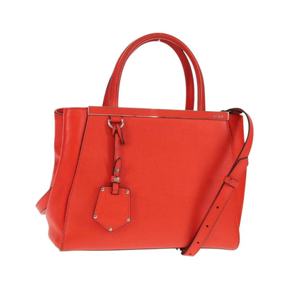 Fendi 2Jours Leather, Red, Leather, Tote Bag