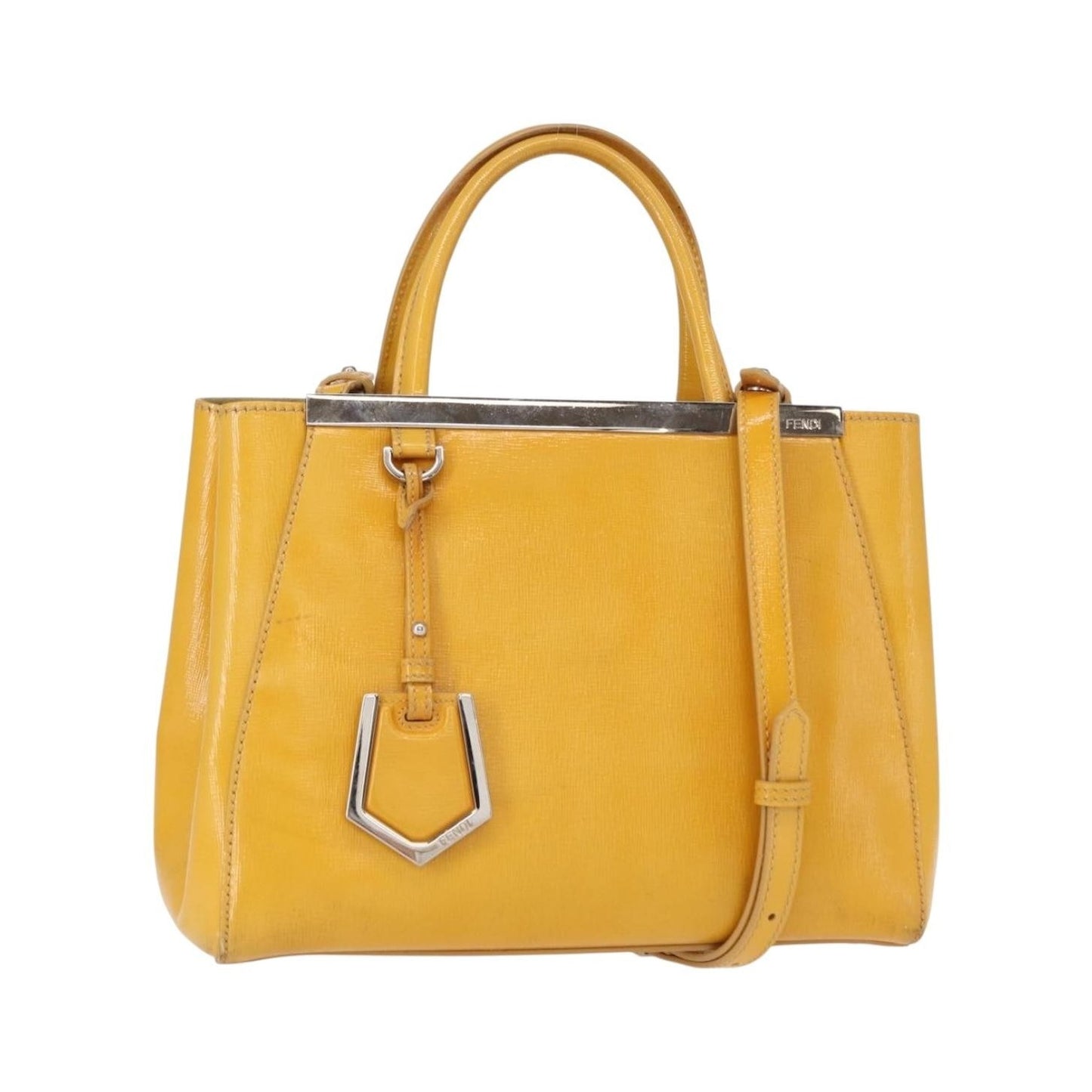 Fendi 2Jours Leather, Yellow, Leather, Handbag