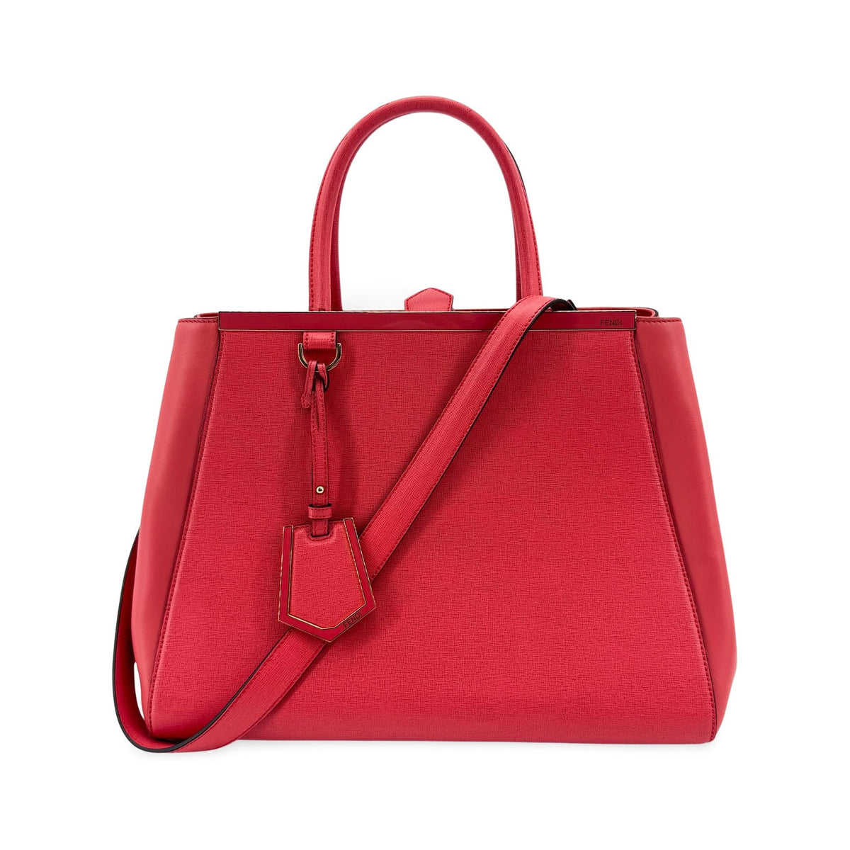 Fendi 2Jours Leather, Red, Leather, Handbag